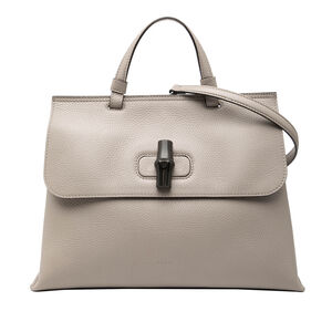 Pre-Loved Gucci Medium Leather Bamboo Daily Satchel